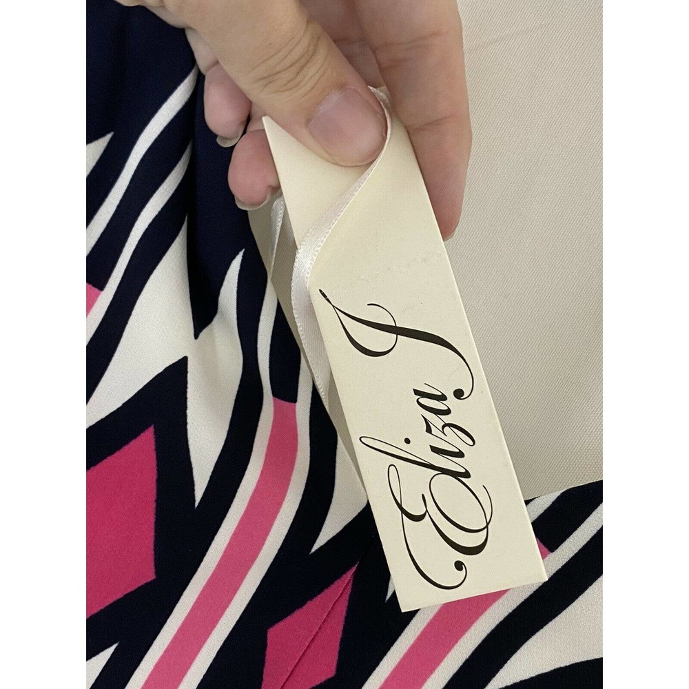 New Eliza J Pink Black Geometric Print Sheath Popover Layered Dress Size 6 O4 - Picture 5 of 6